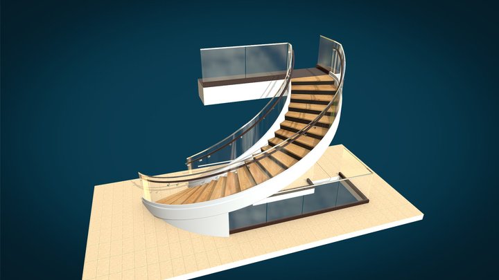 Aluminium & Bronze Fabricators Spiral Staircase 3D Model