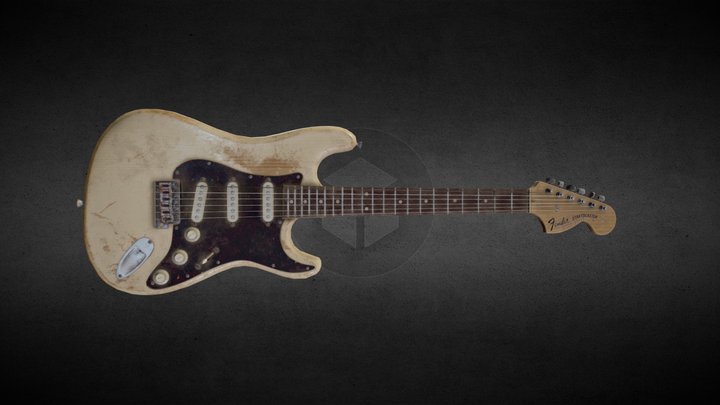 Worn out vintage Fender Stratocaster guitar 3D Model