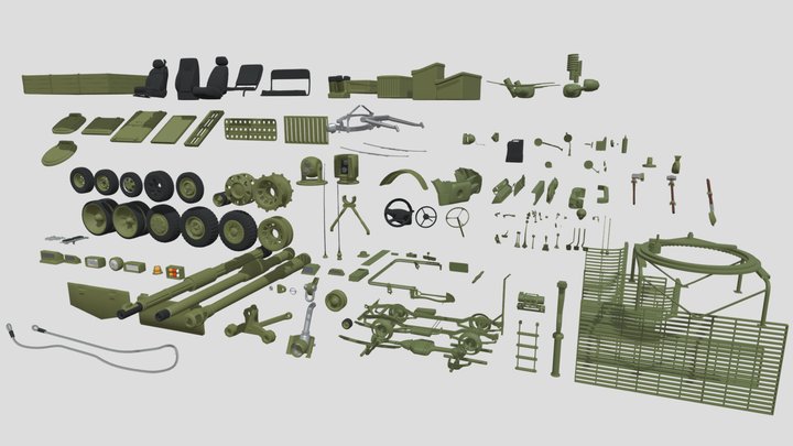 Military Landvehicle Kit 1.2 (CC0) 3D Model