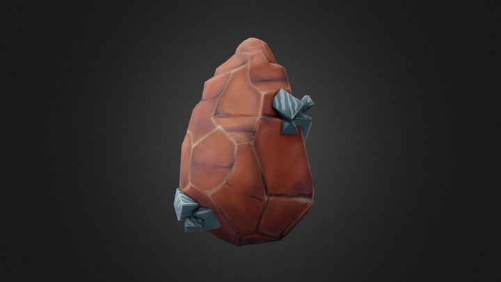 Lowpoly Rock with ore 3D Model