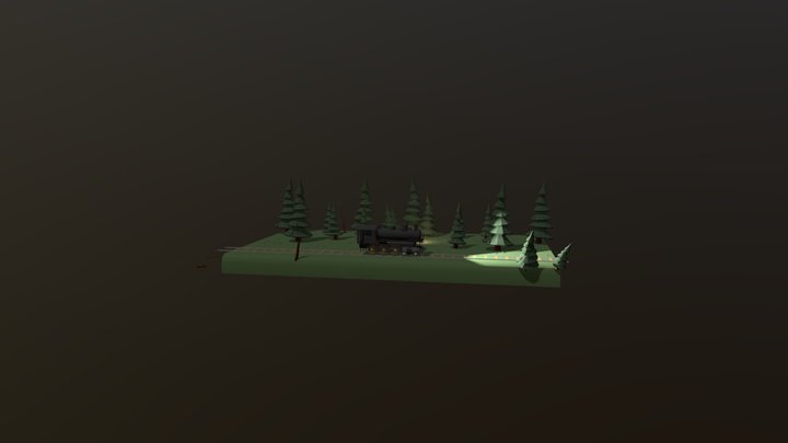 Train, Forest, Gun 3D Model