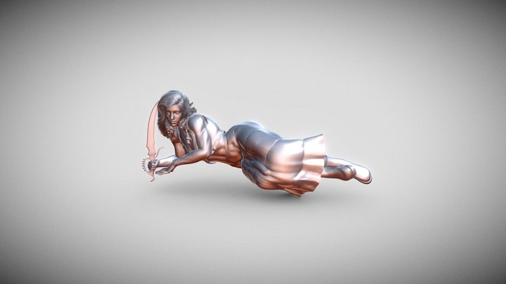 Elf Girl Laying On Side 3D Model