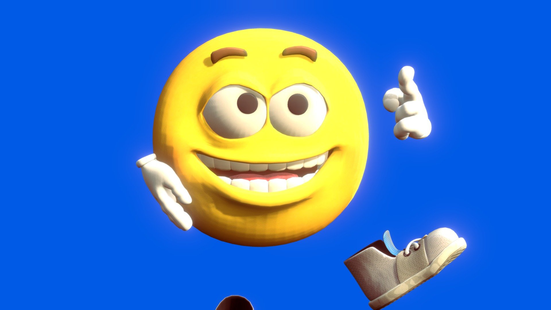 Smile emoji face with sunglasses free 3D model animated