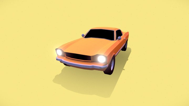 FREE Retro American Car Cartoon (Low Poly) 3D Model