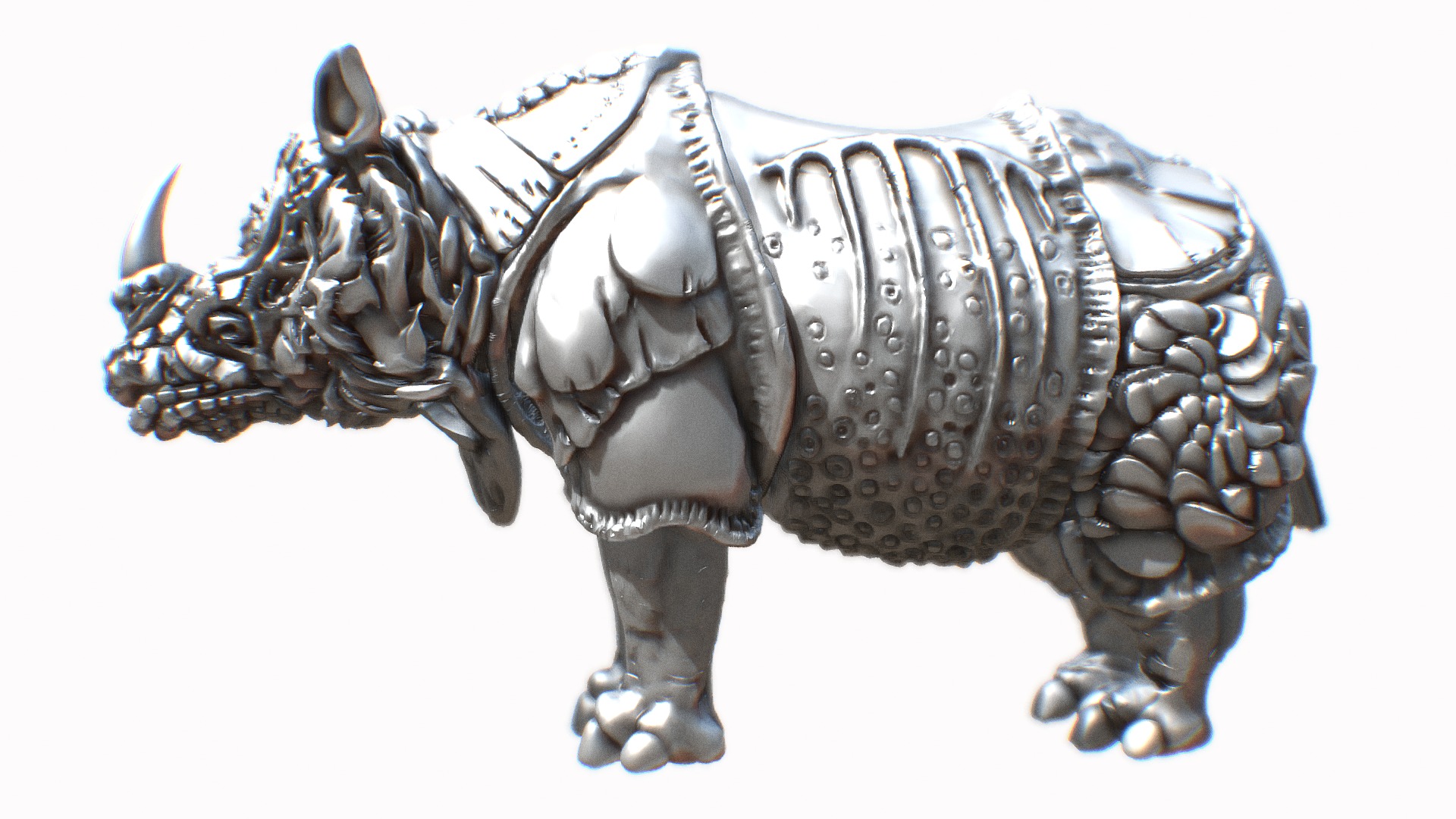3D model Rhino - This is a 3D model of the Rhino. The 3D model is about a metal sculpture of an animal.