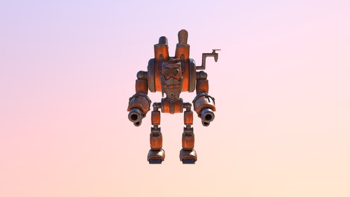 Barrel Robot Steampunk 3D Model