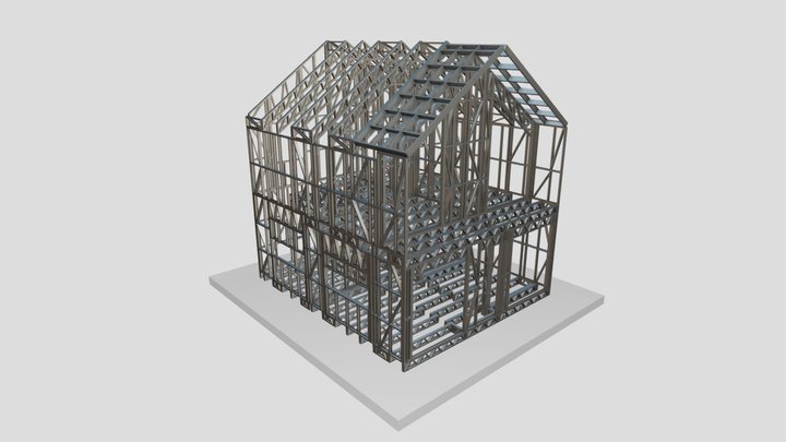 Барн хаус, 97,5 кв,ЛСТК, Металл 3D Model