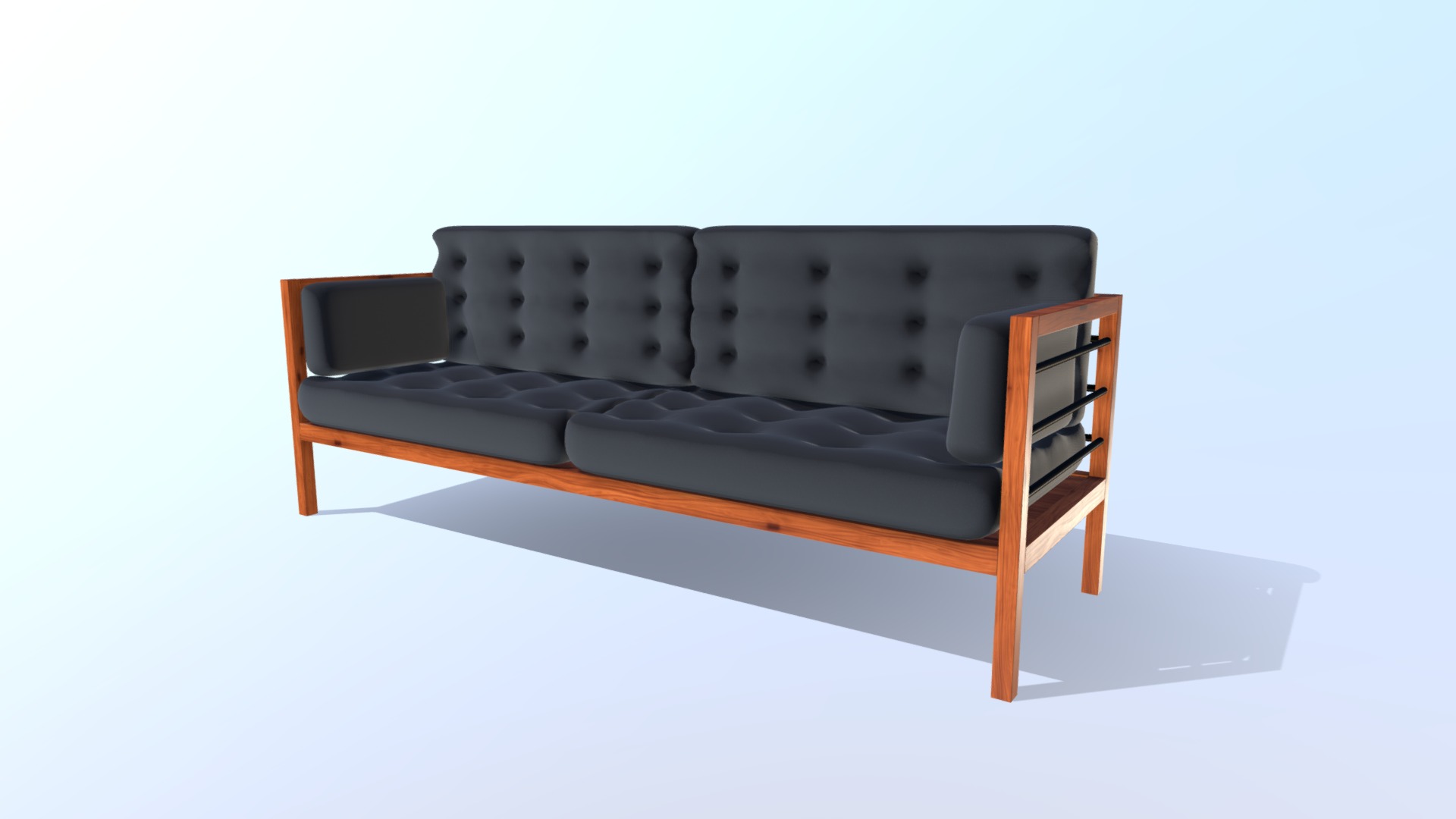 3D model Midnight blue velvet sofa - This is a 3D model of the Midnight blue velvet sofa. The 3D model is about a couch with a cushion.