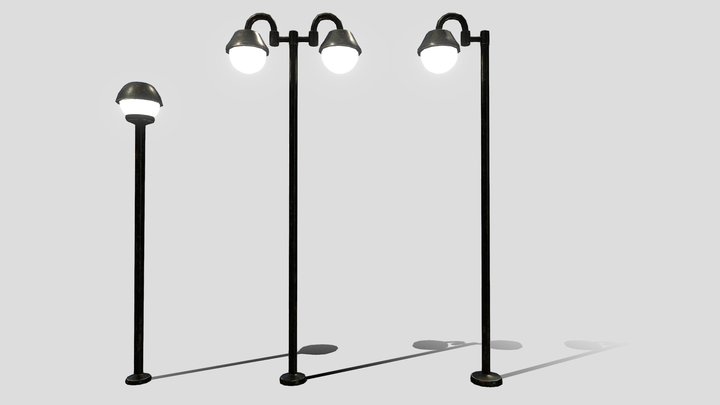 Decorative lighting pole pack 3D Model