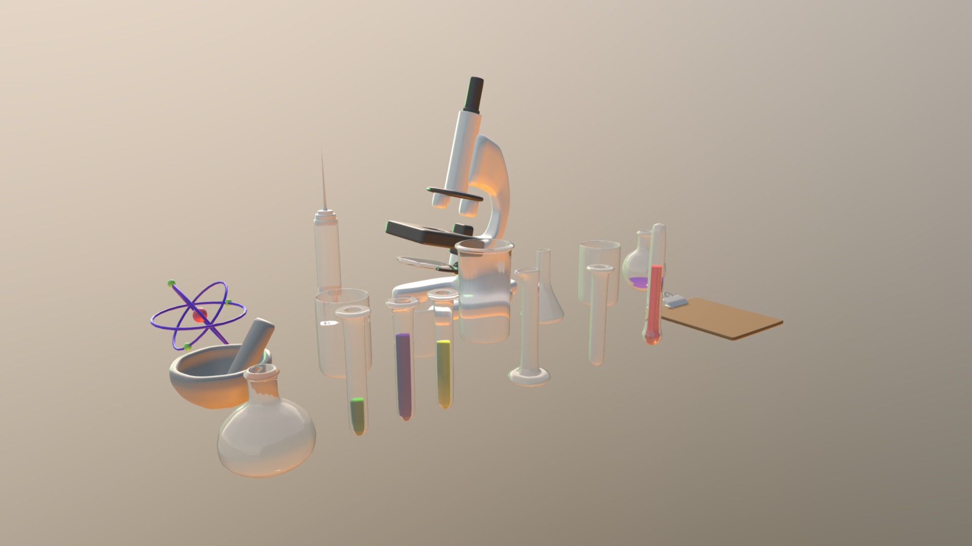 3D model Low Poly Science Pack - This is a 3D model of the Low Poly Science Pack. The 3D model is about a group of light bulbs.