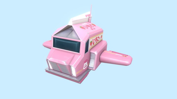 Strawberry Milk Delivery Spaceship 3D Model