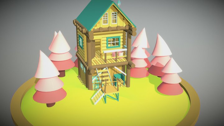 Cabin into forest. 3D Model