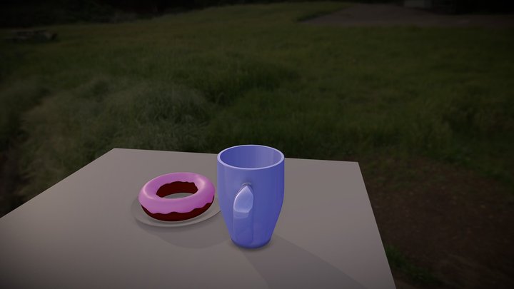 Donut and cup 3D Model