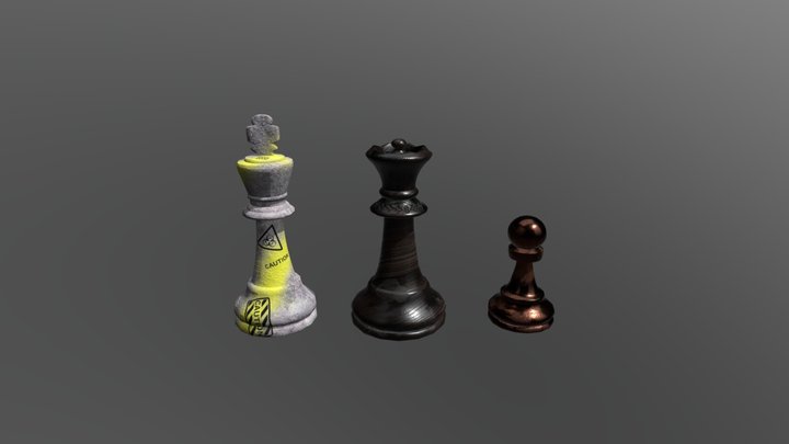 Chess Pieces Painted 3D Model