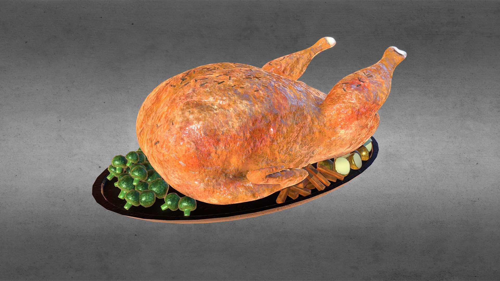 3D model Chicken Dinner - This is a 3D model of the Chicken Dinner. The 3D model is about a sculpture of a bird.