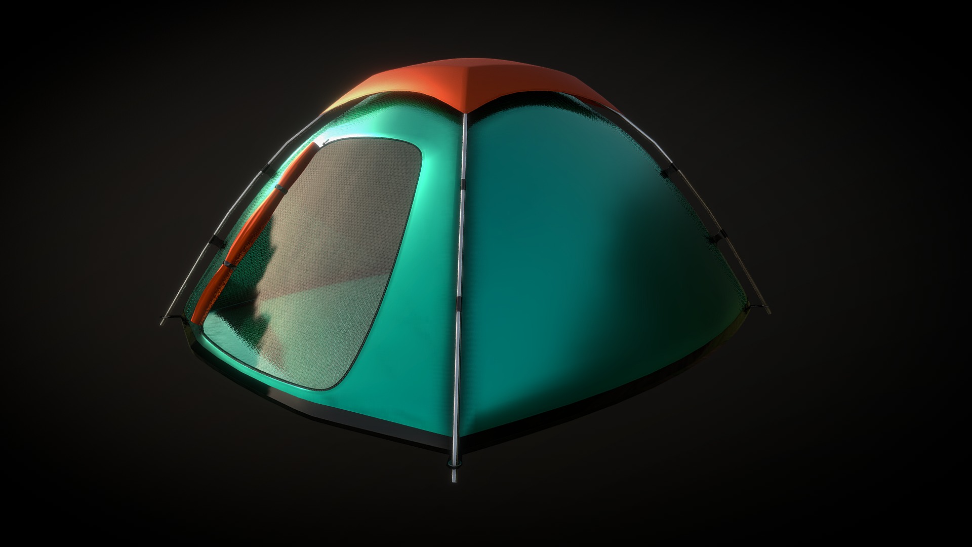 3D model Tourist Tent - This is a 3D model of the Tourist Tent. The 3D model is about a logo with a green and red circle in the middle.