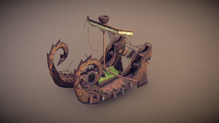 Tiki Ship - LowPoly - Mobile Game Model 3D Model