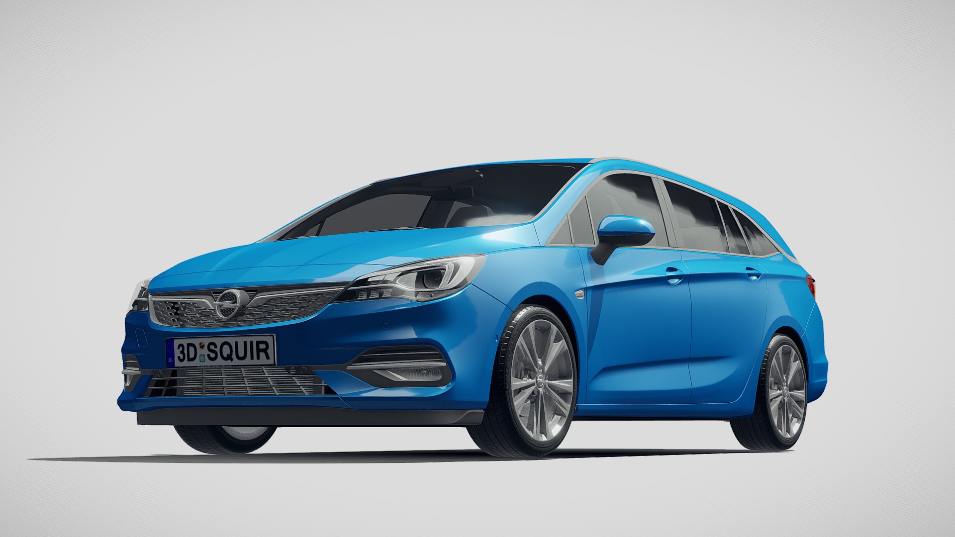 3D model Opel Astra Sports Tourer 2020 - This is a 3D model of the Opel Astra Sports Tourer 2020. The 3D model is about a blue car with a white background.