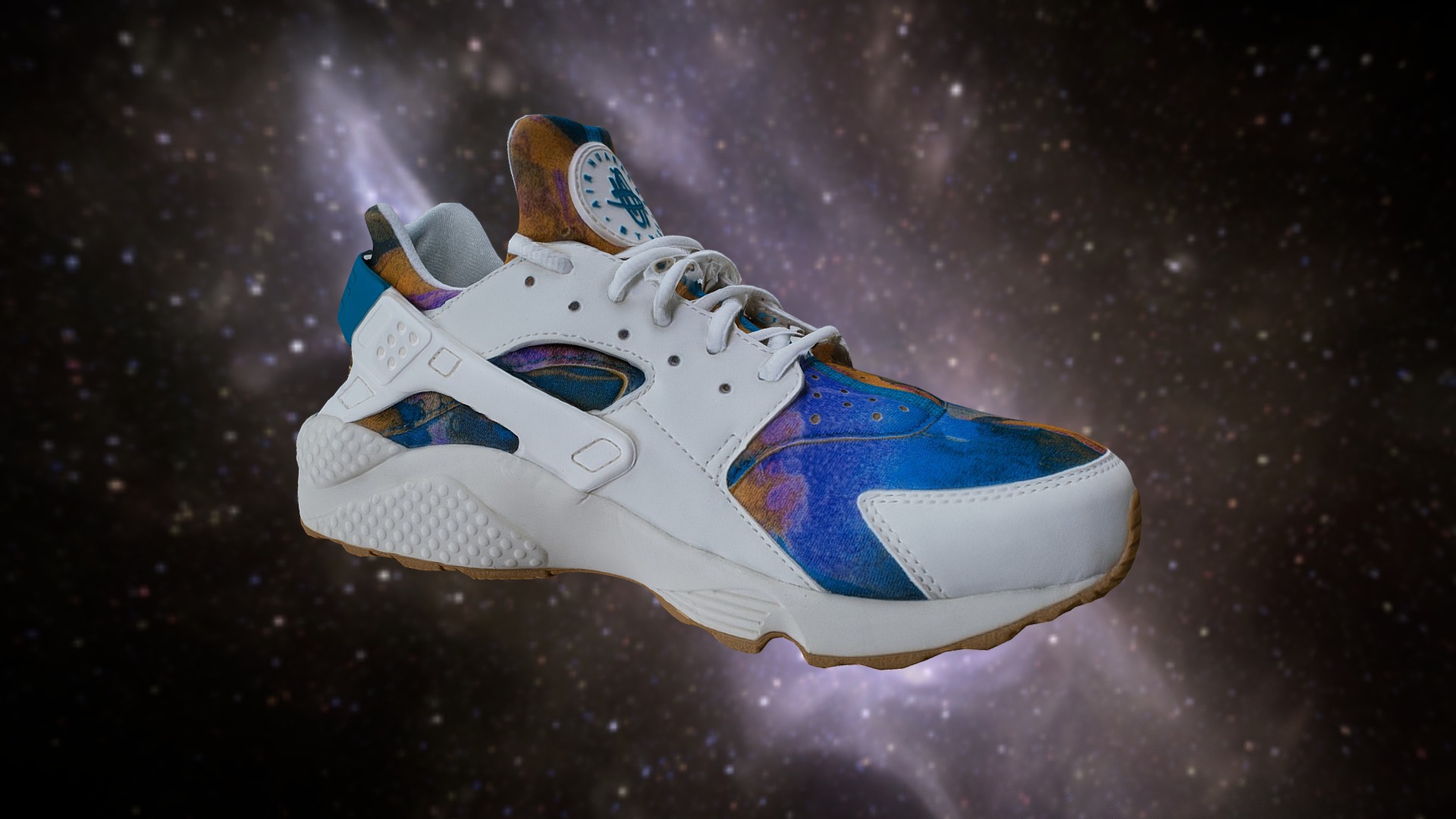 3D model Nike Air Max Tie Dye Sneakers Shoes low poly - This is a 3D model of the Nike Air Max Tie Dye Sneakers Shoes low poly. The 3D model is about a white and blue shoe.