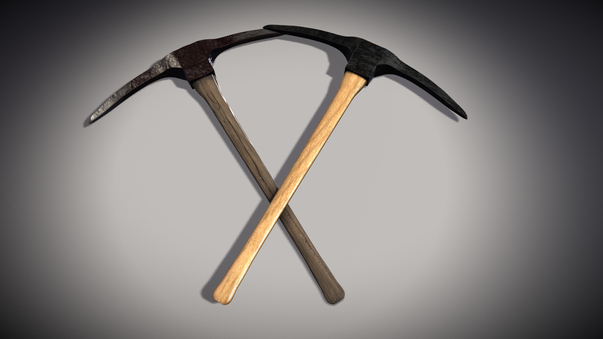 3D model Pickaxe - This is a 3D model of the Pickaxe. The 3D model is about a metal cross with a black background.