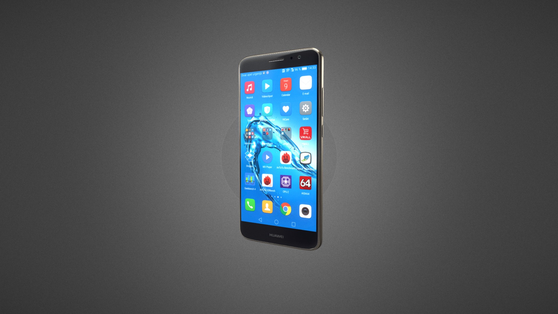 3D model Huawei Nova Plus for Element 3D - This is a 3D model of the Huawei Nova Plus for Element 3D. The 3D model is about a black smartphone with a blue screen.