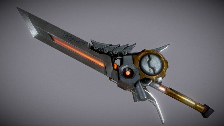 Free Game-Ready Mech Sword 3D Model