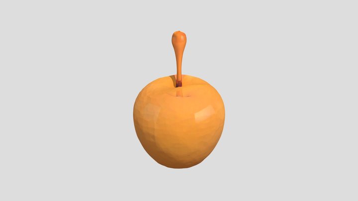Simple clean apple sculpture, smooth rounded 3D Model