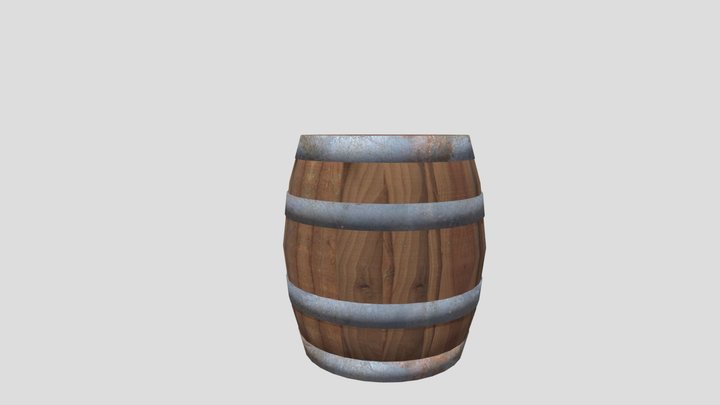 Low-Poly Wooden Barrel
