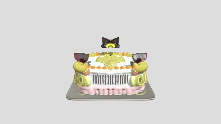 decorative cake with butterflies 3D Model