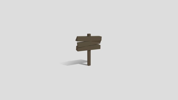 Wooden Sign - Low poly 3D Model