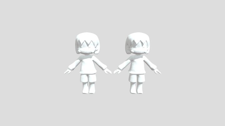 chara and frisk no textured 3D Model
