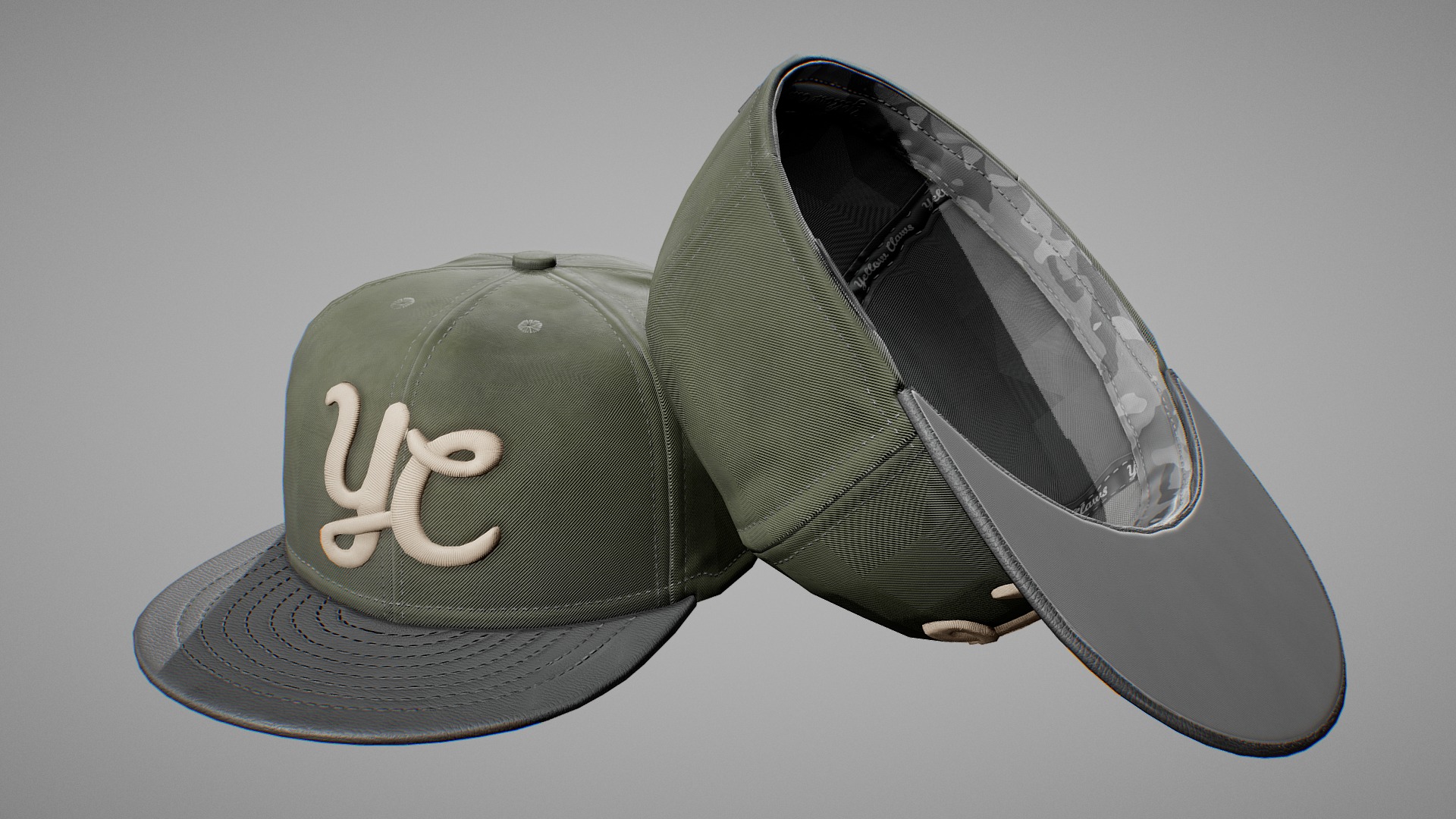 3D model Baseball Cap Green Pristine - This is a 3D model of the Baseball Cap Green Pristine. The 3D model is about a pair of black shoes.