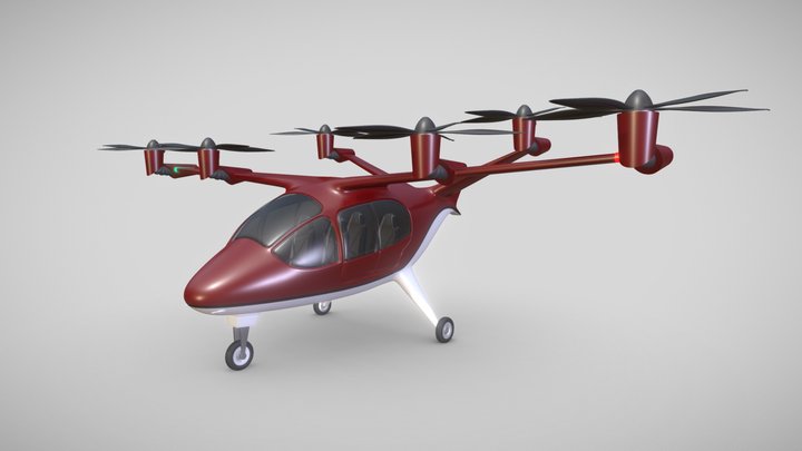 Flying Taxi eVTOL 3D Model