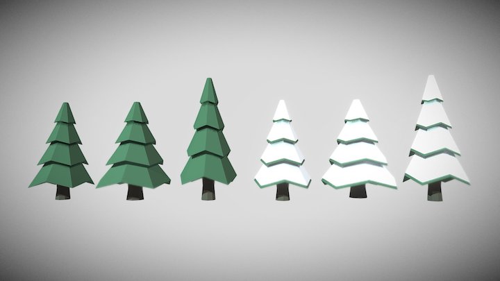 Low Poly Pine Trees 3D Model