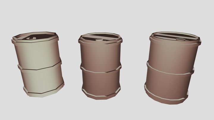 low-poly barrels 3D Model