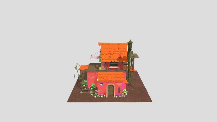 Stylized House Diorama 3D Model