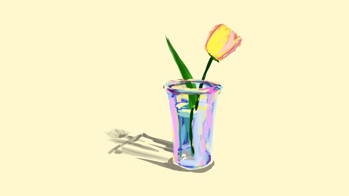 Tulip in a glass | watercolor study 3D Model