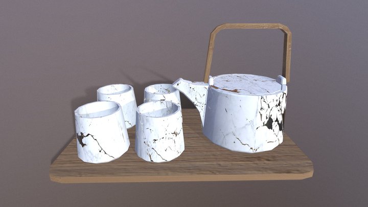 Kitchen Project: Marbled Tea Set 3D Model