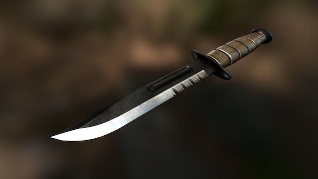 Clippoint Bowie Survival Knife 3D Model