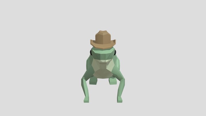 Frog in a Cowboy Hat 3D Model