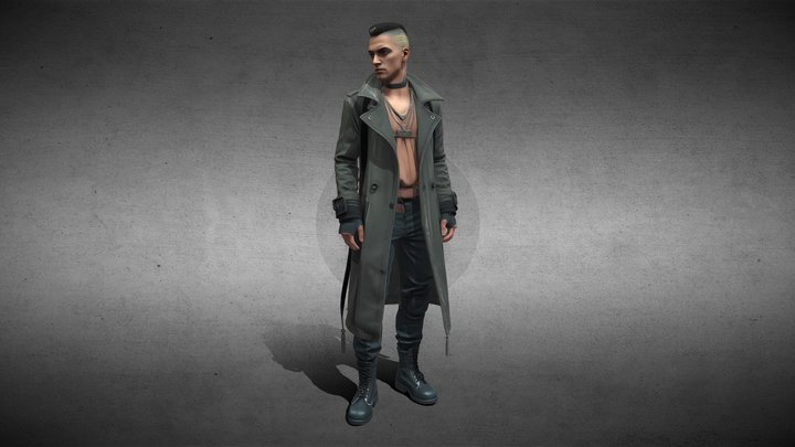 cyberpunk street drifter, rugged male, – Modello 3D gratuito STL