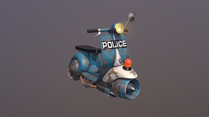 Retrofuture police scooter 3D Model