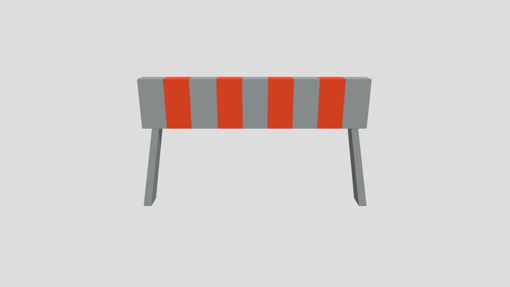 Road Works Barrier High 3D Model