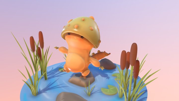 Cute Creature -  Little Mushroom Buddy 3D Model