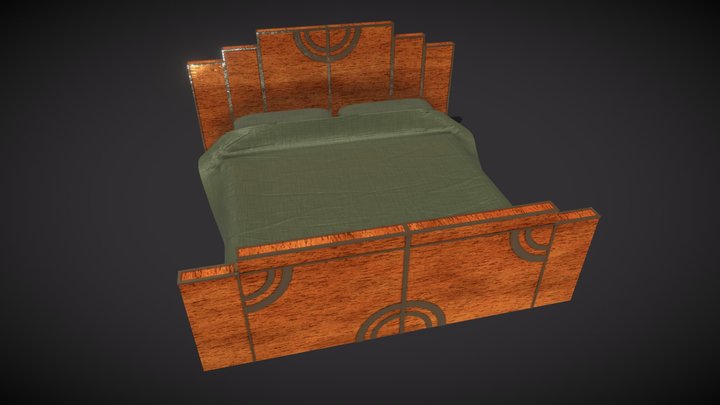 Hotel Bed Art Deco 20s 3D Model