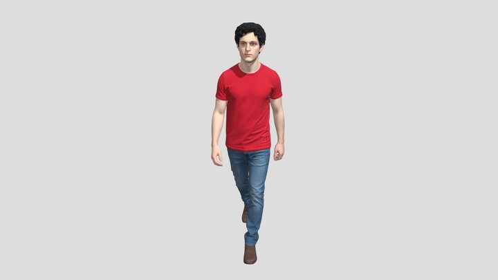 Walking in a Red T‑Shirt – Kostenloses 3D-Modell STL