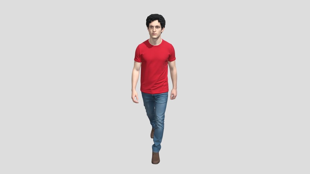 Walking in a Red T‑Shirt