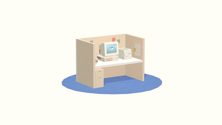 office cubicle scene final 3D Model