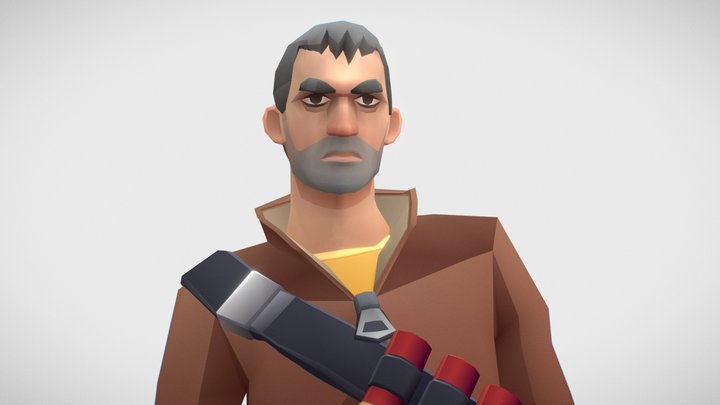 low poly vertex color survival character 3D Model