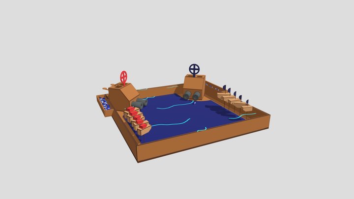 Table Top Cardboard Battleship 3D Model